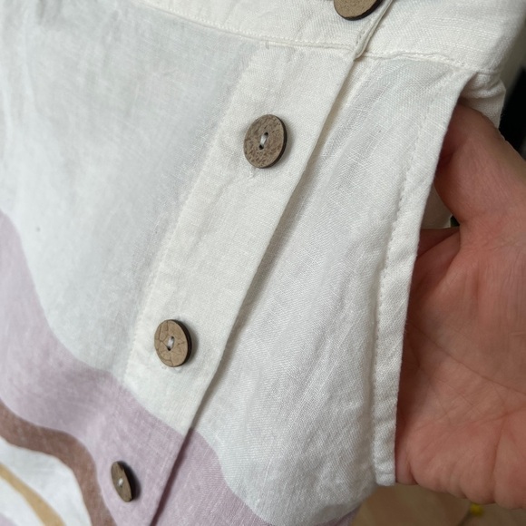Rachel Zoe Women’s White Pink & Tan Striped 100% Linen Button Front Skirt Size S - Picture 6 of 12